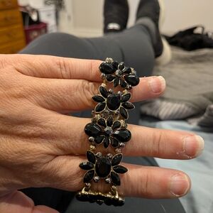 Black and Gold Floral Bracelet